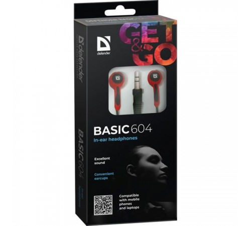 Наушники Defender Basic 604 Black-Red (63605) Наушники Defender Basic 604 Black-Red (63605)