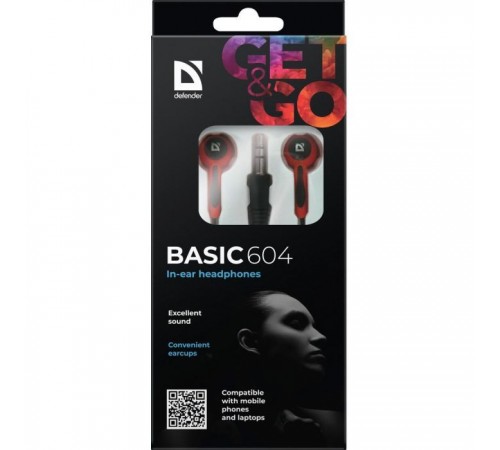 Наушники Defender Basic 604 Black-Red (63605) Наушники Defender Basic 604 Black-Red (63605)