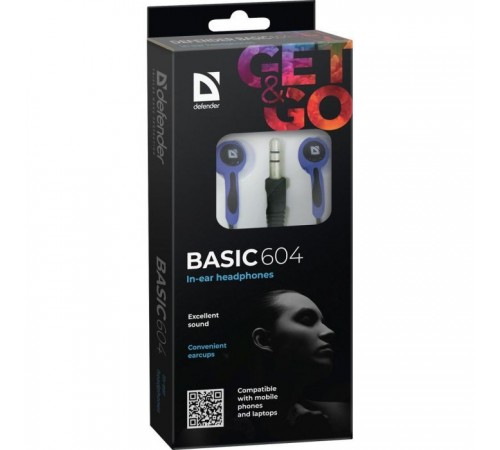 Наушники Defender Basic 604 Black-Blue (63608) Наушники Defender Basic 604 Black-Blue (63608)