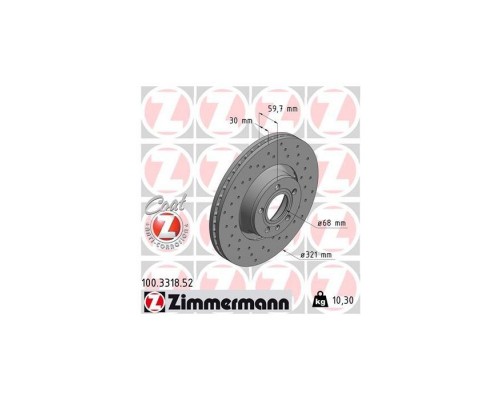 Тормозной диск ZIMMERMANN 100.3318.52 Тормозной диск ZIMMERMANN 100.3318.52