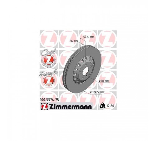 Гальмівний диск ZIMMERMANN 100.3374.75 Гальмівний диск ZIMMERMANN 100.3374.75