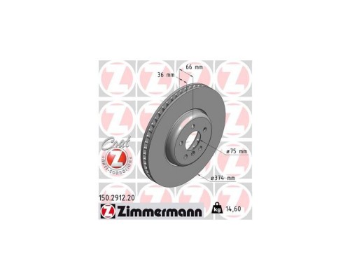 Тормозной диск ZIMMERMANN 150.2912.20 Тормозной диск ZIMMERMANN 150.2912.20