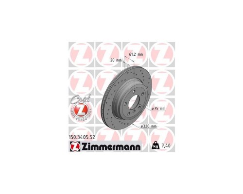 Тормозной диск ZIMMERMANN 150.3405.52 Тормозной диск ZIMMERMANN 150.3405.52