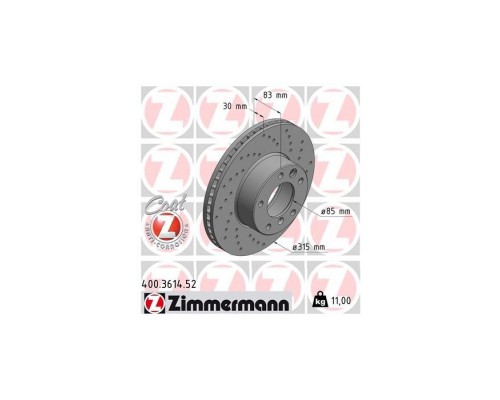 Тормозной диск ZIMMERMANN 400.3614.52 Тормозной диск ZIMMERMANN 400.3614.52