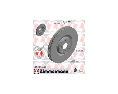 Тормозной диск ZIMMERMANN 460.1554.20 Тормозной диск ZIMMERMANN 460.1554.20