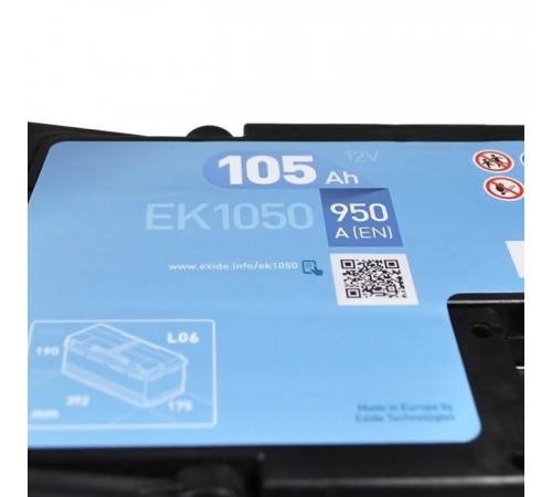 Акумулятор автомобільний EXIDE START-STOP AGM 105A (EK1050) Акумулятор автомобільний EXIDE START-STOP AGM 105A (EK1050)