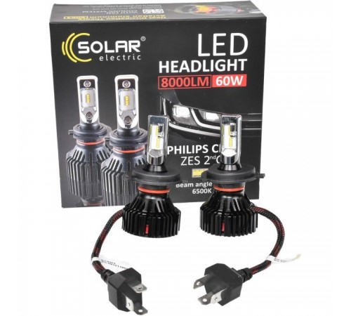 Автолампа SOLAR H4 12/24V 6500K 8000Lm 60W ZES Chip (8304) Автолампа SOLAR H4 12/24V 6500K 8000Lm 60W ZES Chip (8304)
