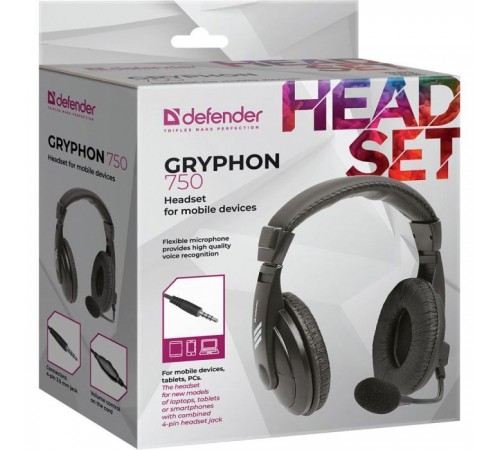 Наушники Defender Gryphon 750 Black (63755) Наушники Defender Gryphon 750 Black (63755)