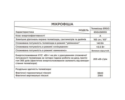 Телевизор Ergo 65GUS8555 Телевизор Ergo 65GUS8555