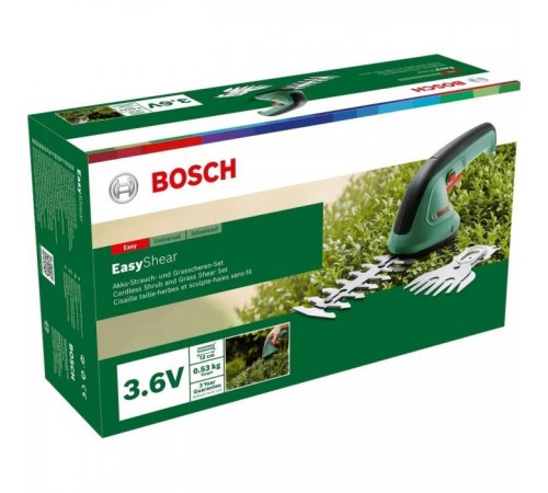 Кущоріз Bosch Bosch EasyShear, 3.6В, 1х1.5Аг, лезо 12см, крок різу 8мм (0.600.833.303) Кущоріз Bosch Bosch EasyShear, 3.6В, 1х1.5Аг, лезо 12см, крок різу 8мм (0.600.833.303)
