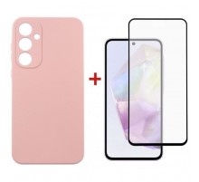 Чехол для мобильного телефона Dengos Samsung Galaxy A35 5G + Glass Pink (DG-KM-91)