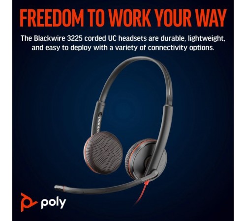 Навушники Poly BlackWire C3225 USB-A HS Stereo Black (80S11AA)