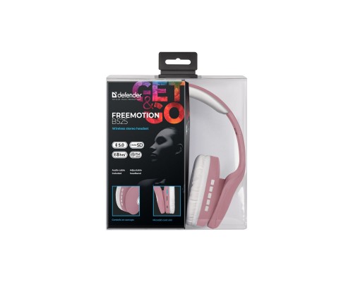 Наушники Defender FreeMotion B525 Bluetooth Pink-White (63528)