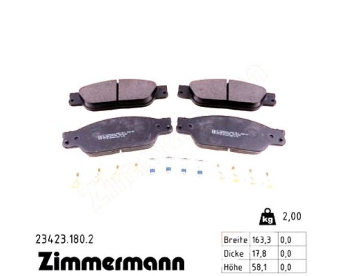 Тормозные колодки ZIMMERMANN 23423.180.2 Тормозные колодки ZIMMERMANN 23423.180.2