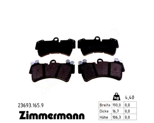 Тормозные колодки ZIMMERMANN 23693.165.9 Тормозные колодки ZIMMERMANN 23693.165.9