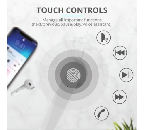 Навушники Trust Primo Touch True Wireless Mic White (23783) Навушники Trust Primo Touch True Wireless Mic White (23783)
