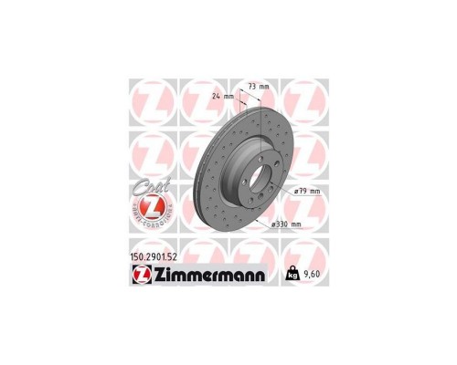 Тормозной диск ZIMMERMANN 150.2901.52 Тормозной диск ZIMMERMANN 150.2901.52
