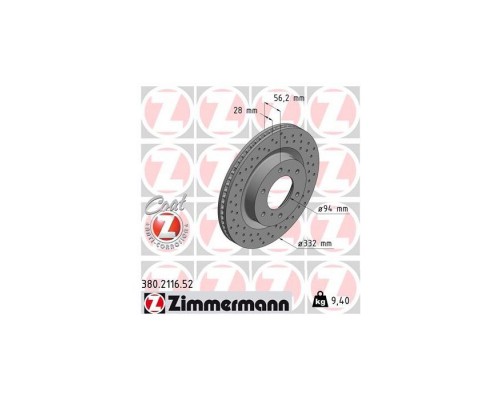 Тормозной диск ZIMMERMANN 380.2116.52 Тормозной диск ZIMMERMANN 380.2116.52