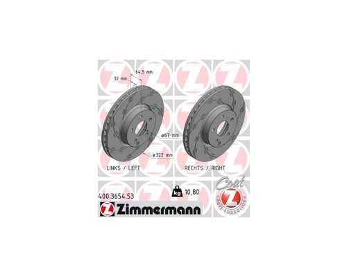 Гальмівний диск ZIMMERMANN 400.3654.53 Гальмівний диск ZIMMERMANN 400.3654.53