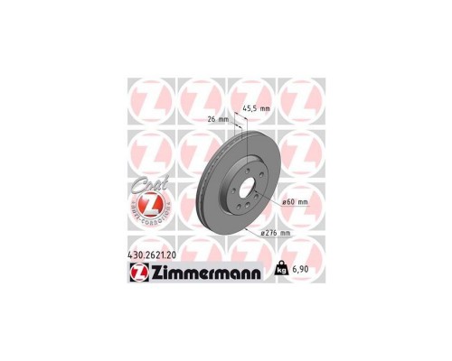 Тормозной диск ZIMMERMANN 430.2621.20 Тормозной диск ZIMMERMANN 430.2621.20