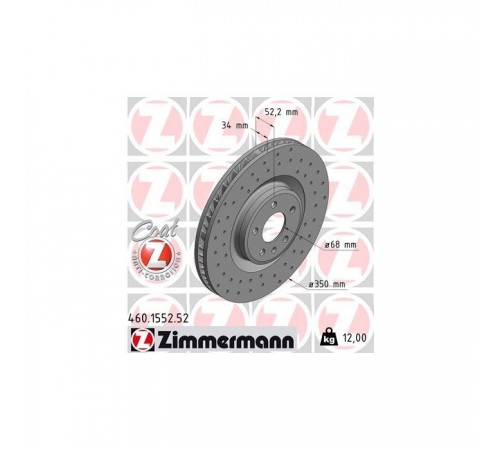 Гальмівний диск ZIMMERMANN 460.1552.52 Гальмівний диск ZIMMERMANN 460.1552.52
