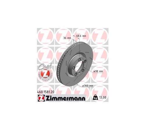 Гальмівний диск ZIMMERMANN 460.1581.20 Гальмівний диск ZIMMERMANN 460.1581.20