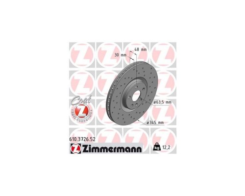 Гальмівний диск ZIMMERMANN 610.3726.52 Гальмівний диск ZIMMERMANN 610.3726.52