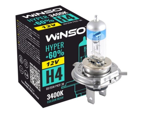 Автолампа WINSO H4 HYPER +60 60/55W (712420) Автолампа WINSO H4 HYPER +60 60/55W (712420)