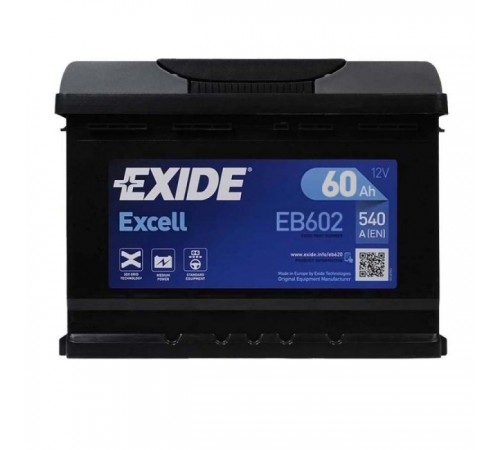 Аккумулятор автомобильный EXIDE EXCELL 60Ah Н ЭВ (-/+) (540EN) (EB602) Аккумулятор автомобильный EXIDE EXCELL 60Ah Н ЭВ (-/+) (540EN) (EB602)