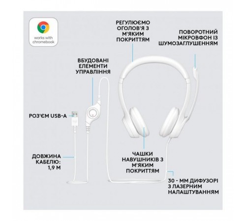 Наушники Logitech H390 USB White (981-001286) Наушники Logitech H390 USB White (981-001286)