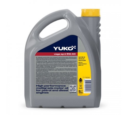 Моторное масло Yuko VEGA SYNT 5W-40 4л (4823110401453) Моторное масло Yuko VEGA SYNT 5W-40 4л (4823110401453)