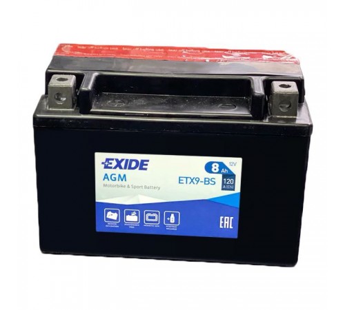 Аккумулятор автомобильный EXIDE AGM 8Ah (+/-) (120EN) (ETX9-BS) Аккумулятор автомобильный EXIDE AGM 8Ah (+/-) (120EN) (ETX9-BS)