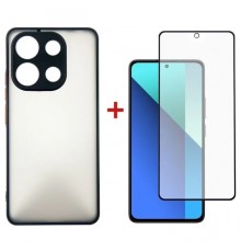 Чехол для мобильного телефона Dengos Kit for Xiaomi Redmi Note 13 4G case + glass (Black) (DG-KM-66)