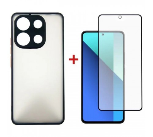 Чехол для мобильного телефона Dengos Kit for Xiaomi Redmi Note 13 4G case + glass (Black) (DG-KM-66)