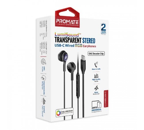 Навушники Promate LumiBuds-C Black (lumibuds-c.black)