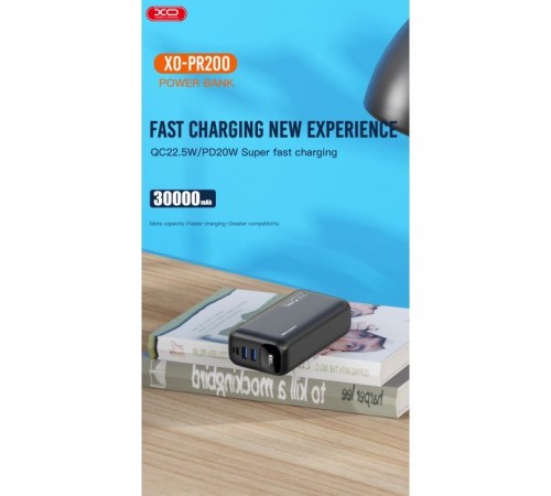 Батарея универсальная XO 30000mAh, PD/20W, QC/22.5W, black (PR200_Black) Батарея универсальная XO 30000mAh, PD/20W, QC/22.5W, black (PR200_Black)