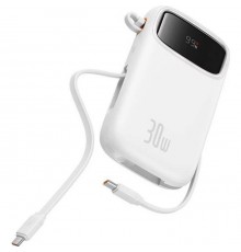 Батарея универсальная Baseus QPow2 20000mAh 30W, с 2*Type-C Cable, White (P10055009213-00)