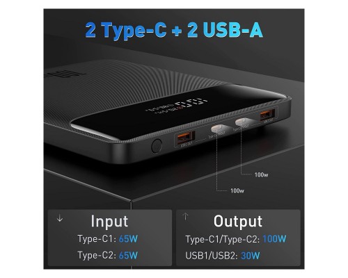 Батарея універсальна Baseus Blade Digital Display 20000mAh PD/100W, Black (PPDGL-01, PPBLD100-S) (PPBL000201) Батарея універсальна Baseus Blade Digital Display 20000mAh PD/100W, Black (PPDGL-01, PPBLD100-S) (PPBL000201)