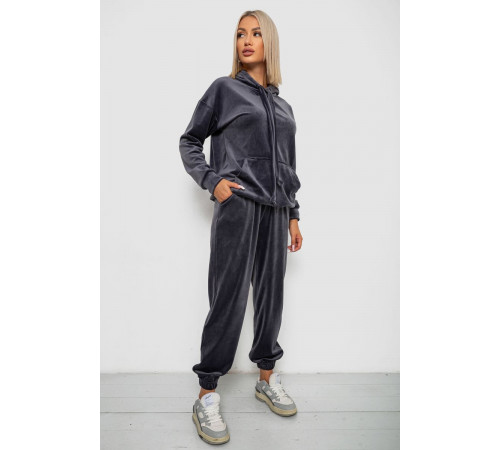 Спортивний костюм жіночий велюровий, колір сірий, 241R1530-5