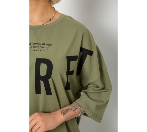 Футболка женская с принтом, цвет хаки, 244R3008-1