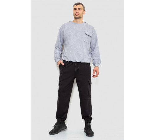 Спортивні штани чоловічі двонитка, колір чорний, 241R0651-1