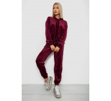 Спортивный костюм женский велюровый, цвет бордовый, 241R1530-5