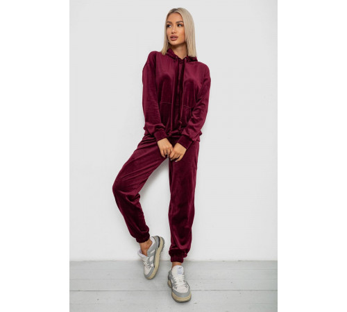 Спортивний костюм жіночий велюровий, колір бордовий, 241R1530-5