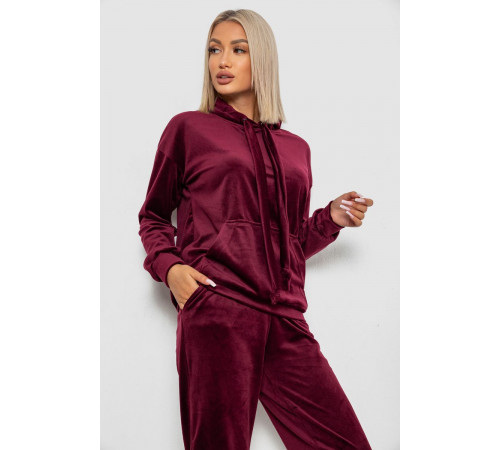 Спортивний костюм жіночий велюровий, колір бордовий, 241R1530-5