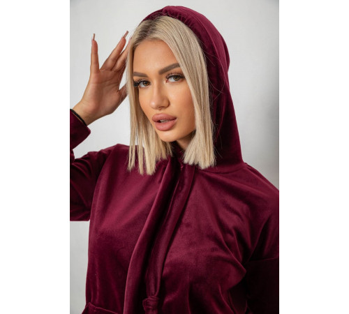 Спортивний костюм жіночий велюровий, колір бордовий, 241R1530-5