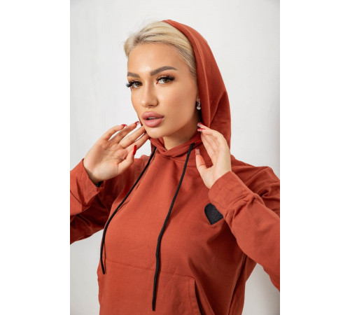 Спортивний костюм жіночий двонитка, колір теракотовий, 214R1419-004