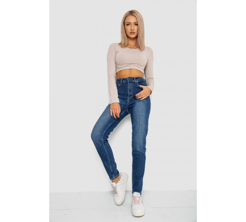 Джинси жіночі Mom-fit стрейч, колір синій, 244R1143