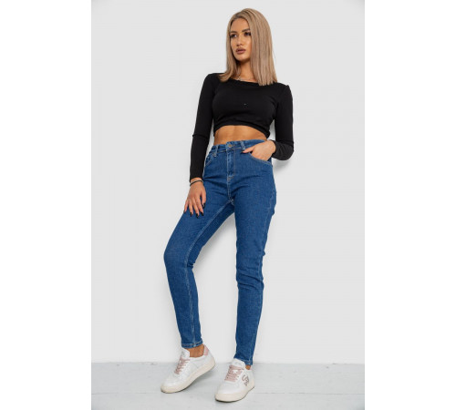 Джинси жіночі Mom-fit стрейч, колір синій, 244R1132