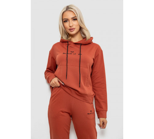 Спортивний костюм жіночий двонитка, колір теракотовий, 214R1419-002