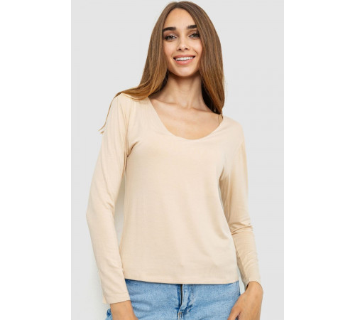 Тонкий жіночий лонгслів, колір бежевий, 186R128